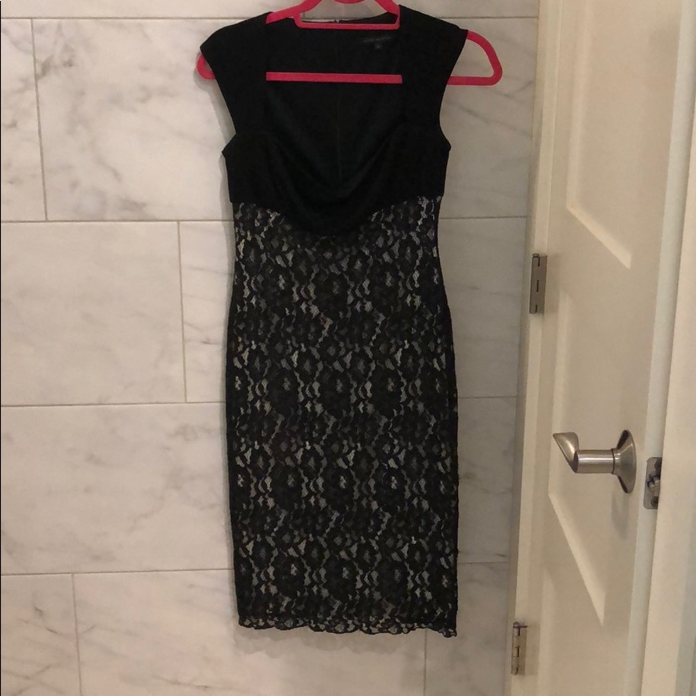 David Meister size 2 black with lace dress